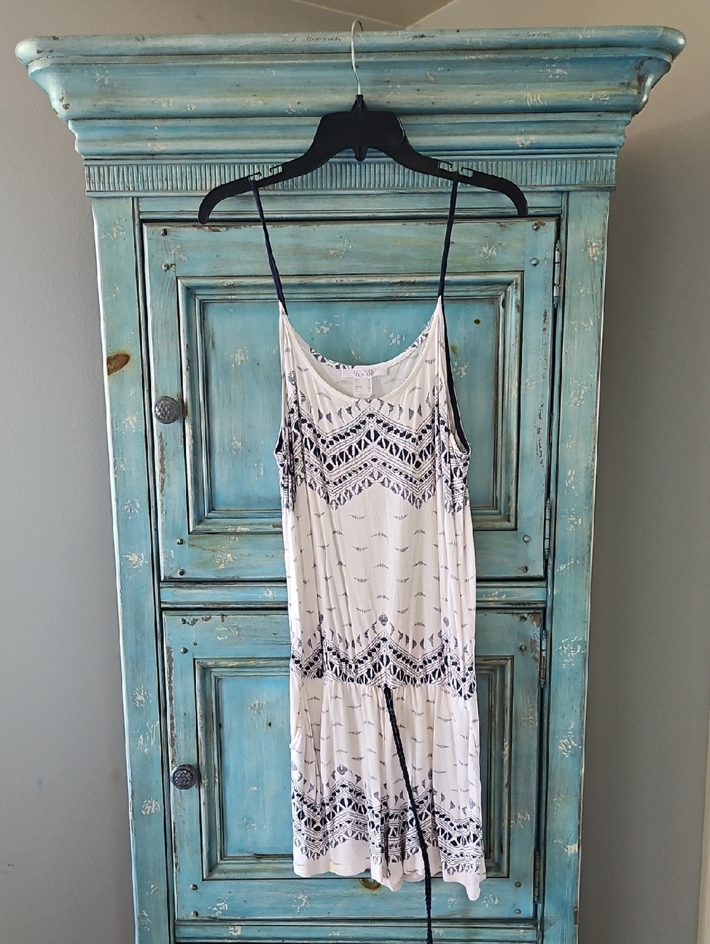 Women’s White and Navy Printed Romper